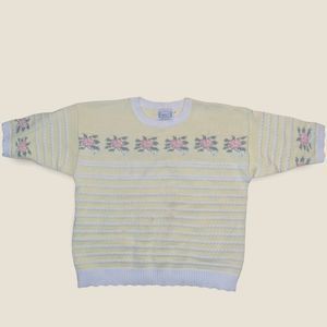 Vintage Sweater Loft Classics Embroidered Short-sleeved Sweater